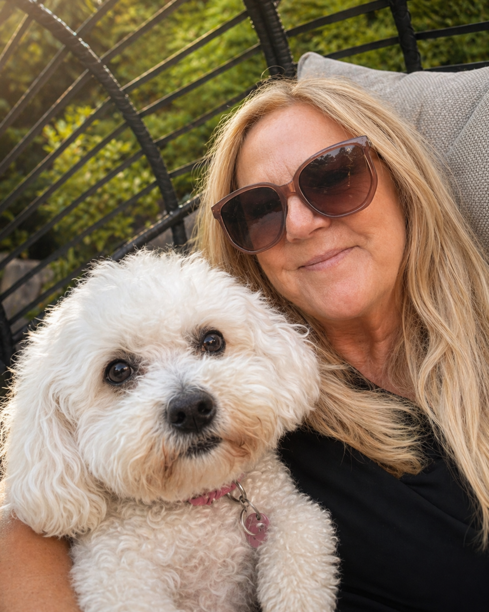 Julie Harrison with Bella the rescue dog